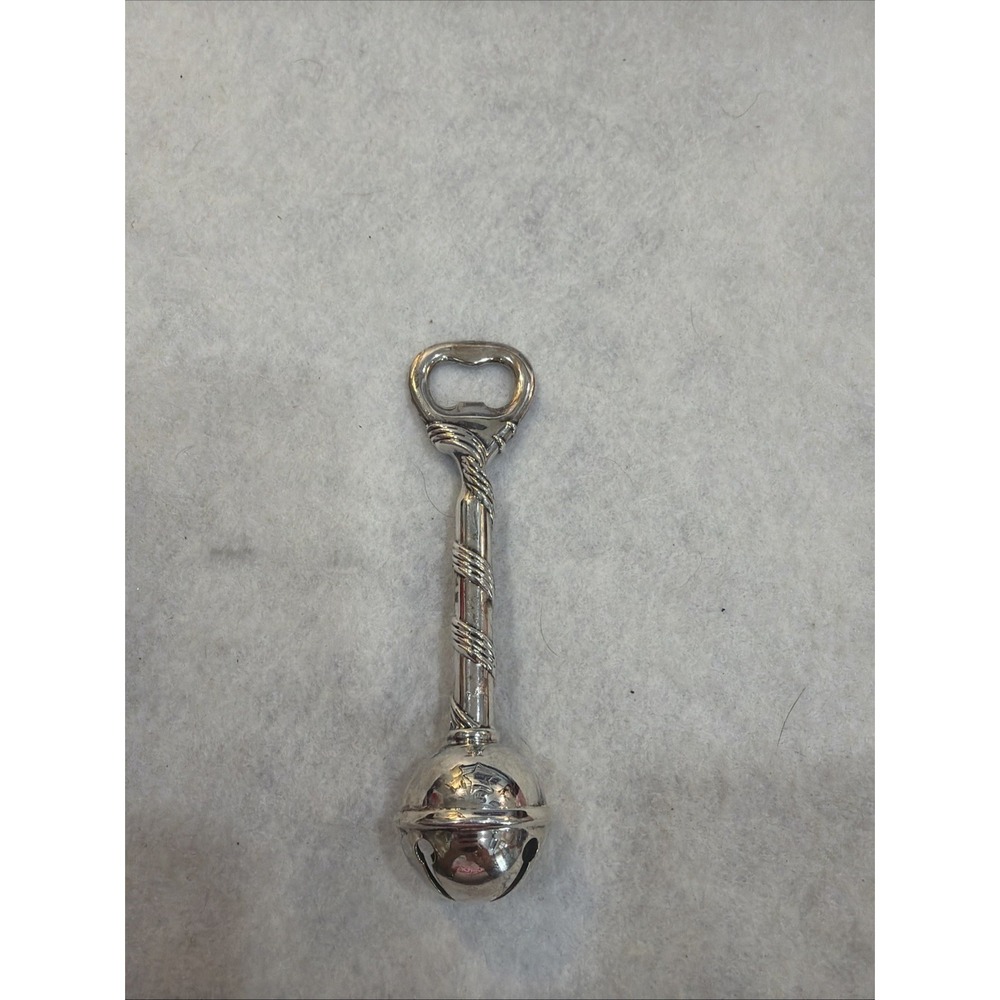 Neiman‎ Marcus's Silver Plated Jingle Bell Bottle Opener 6.5" Unique, Bar Gift 3